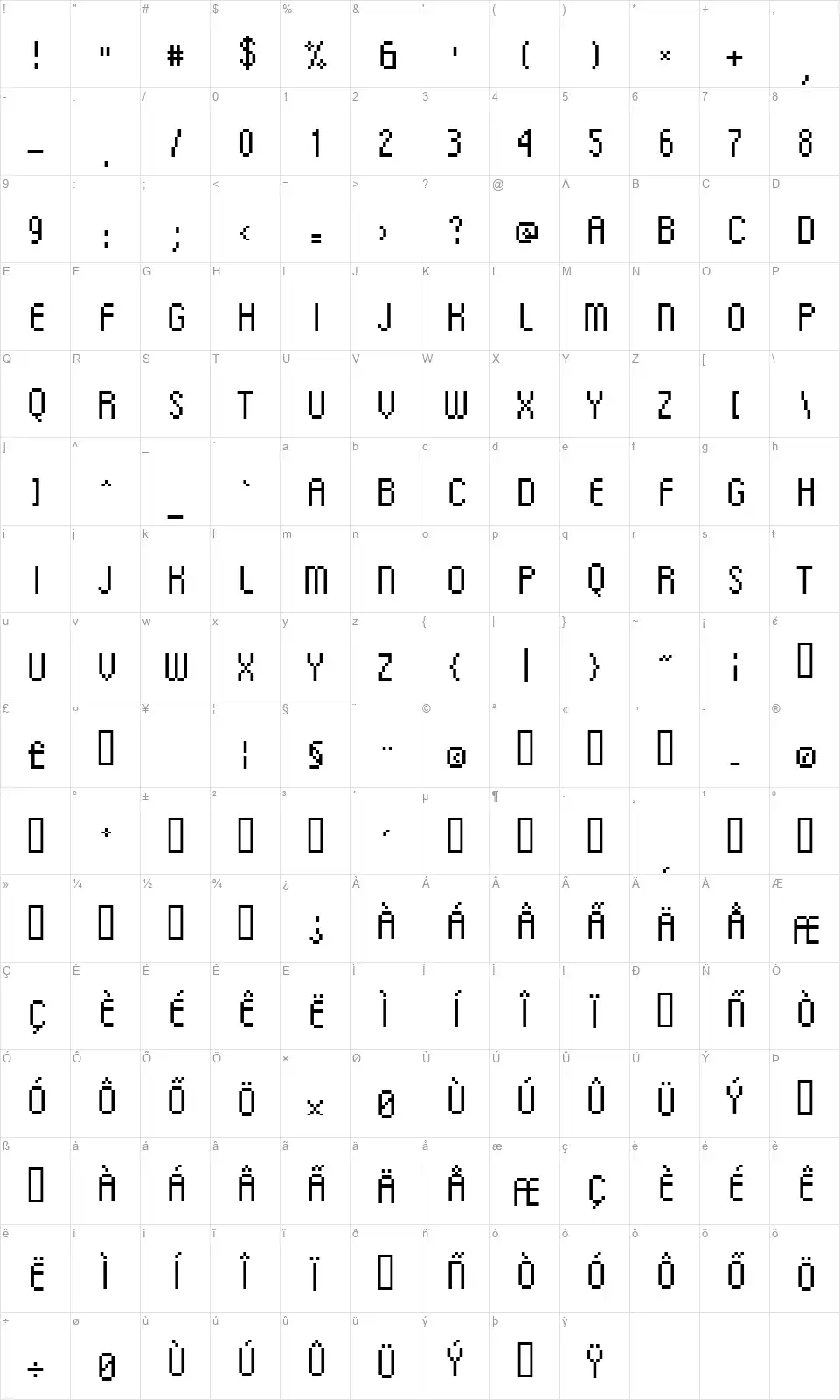 DSCfont character map