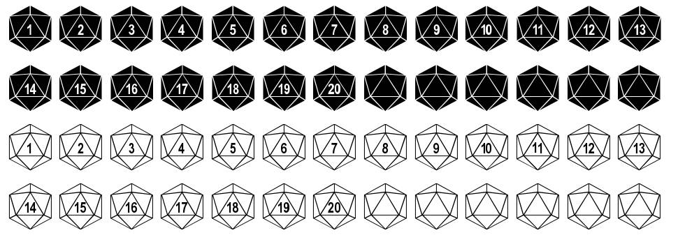 Duodecahedron font specimens