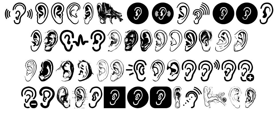 Ear font specimens
