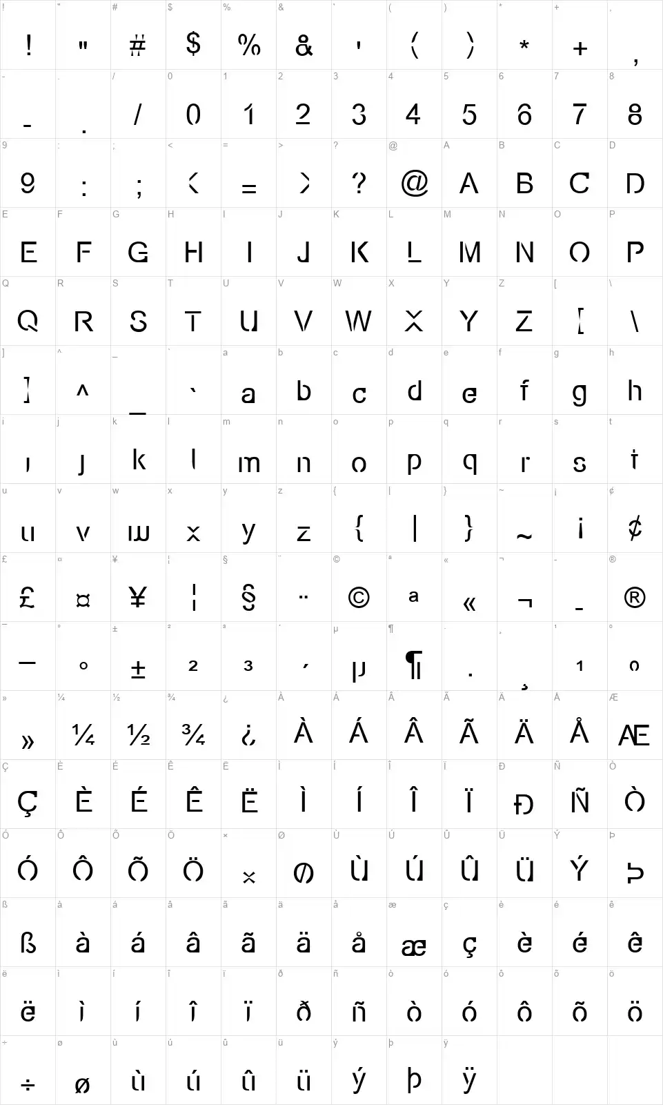 Eco-Filesfont character map