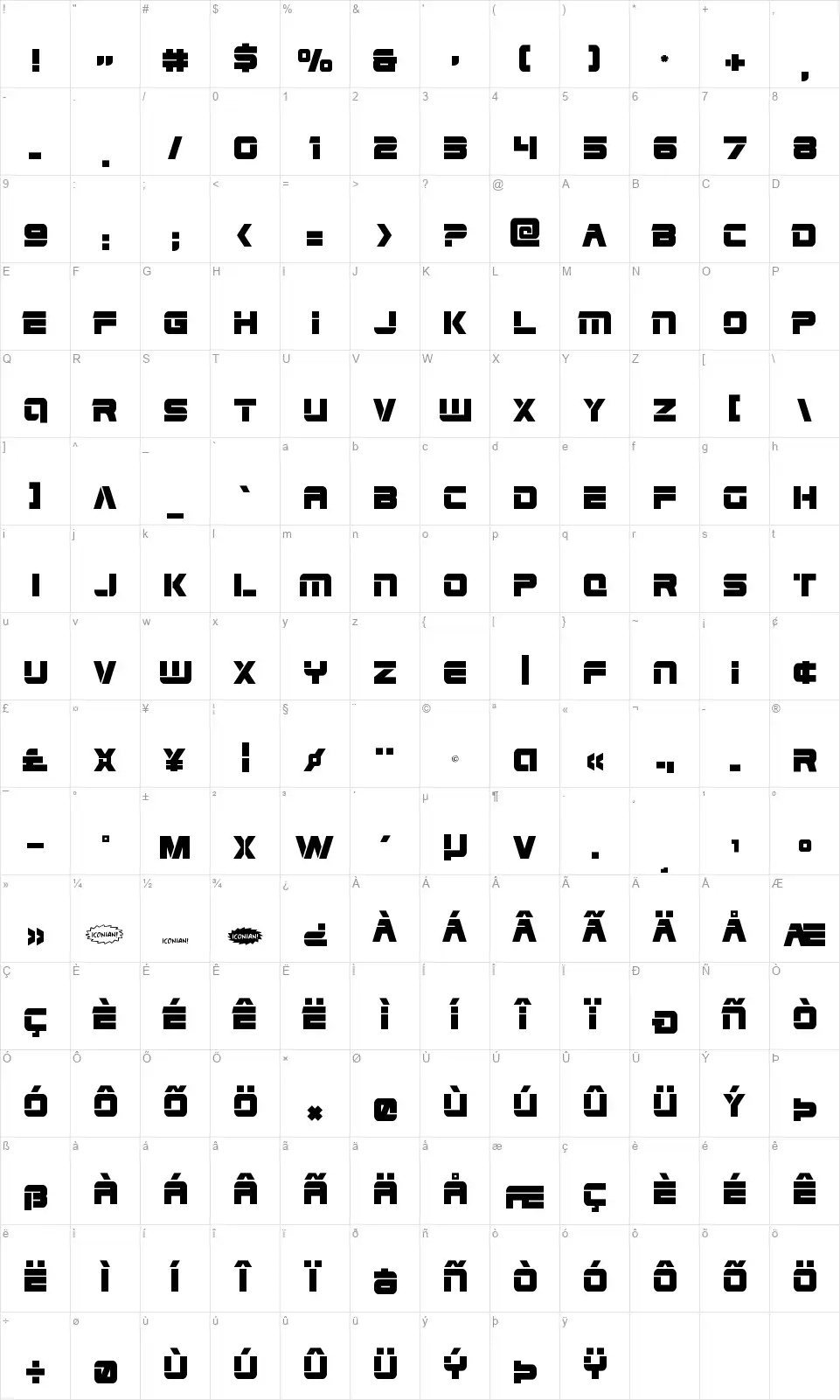 Edge Racerfont character map
