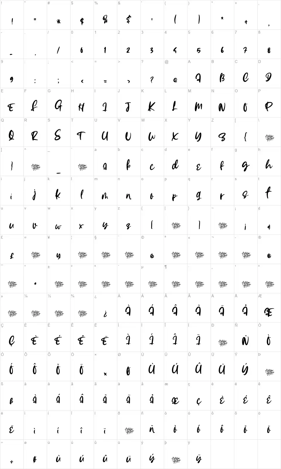 Effinghamfont character map