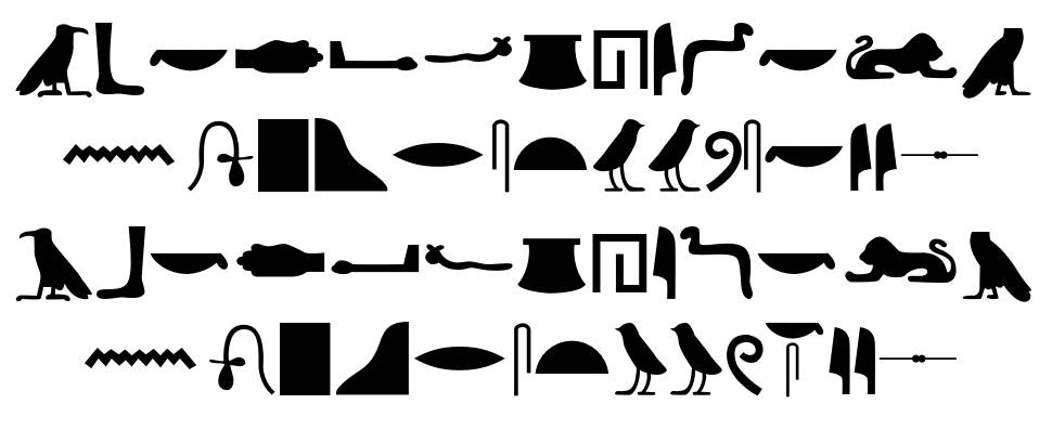 Egyptian Hieroglyphs Silhouette písmo Exempláře
