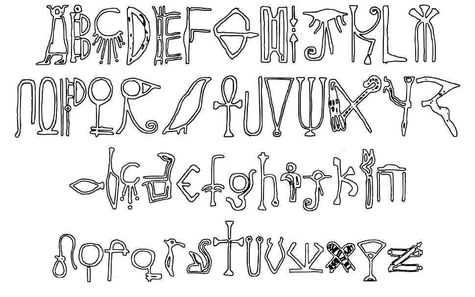 Egyptian Outline písmo Exempláře
