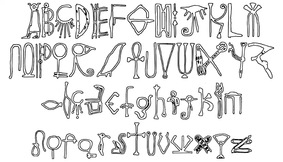 Egyptian Outline font specimens