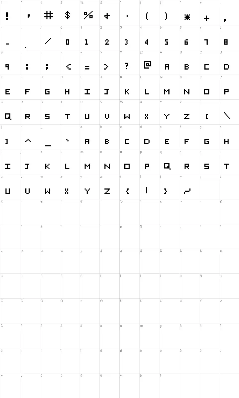 Eichantefont character map