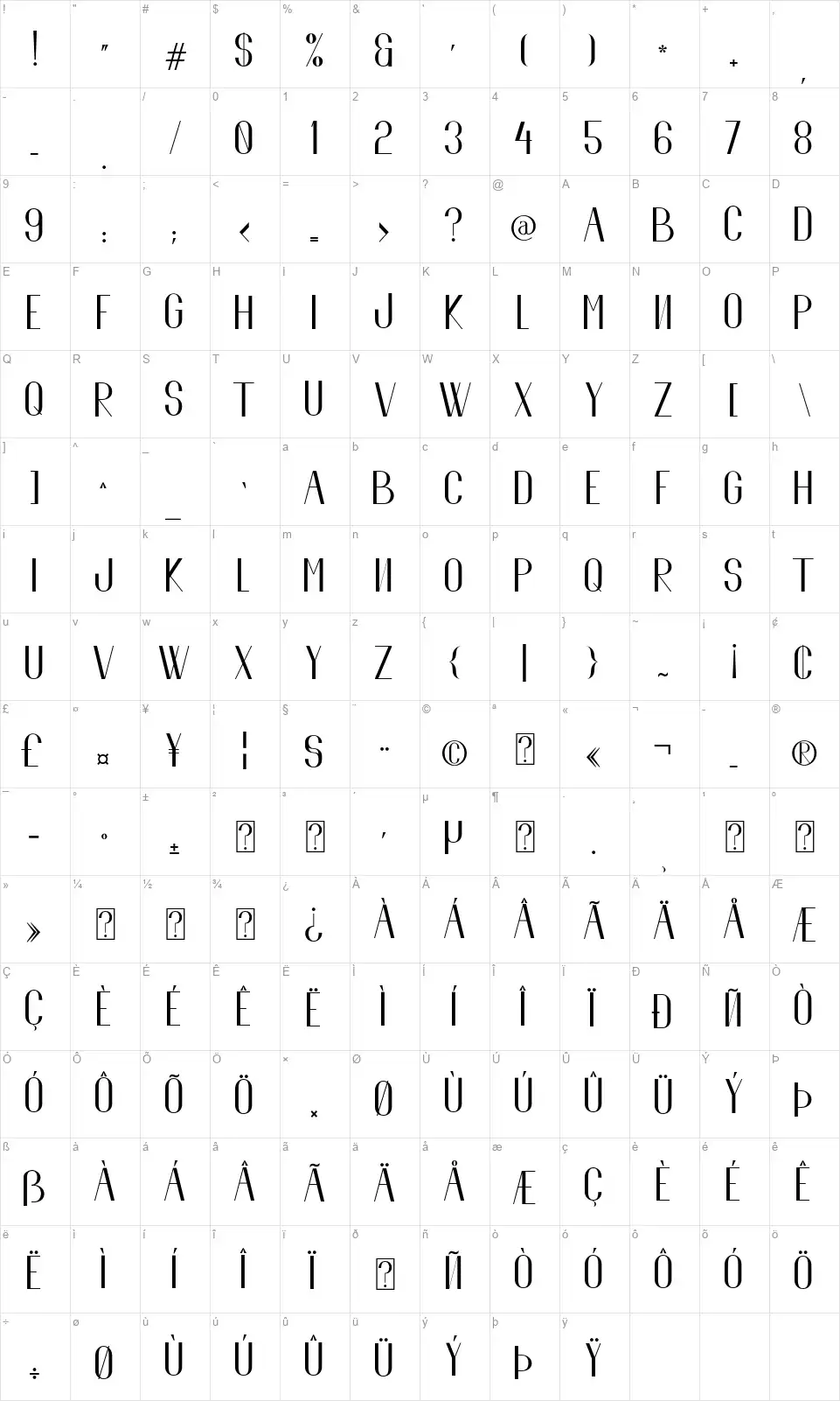 El Fontefont character map