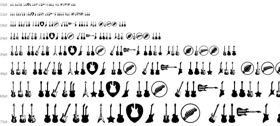 Electric Guitar Icons font Waterfall