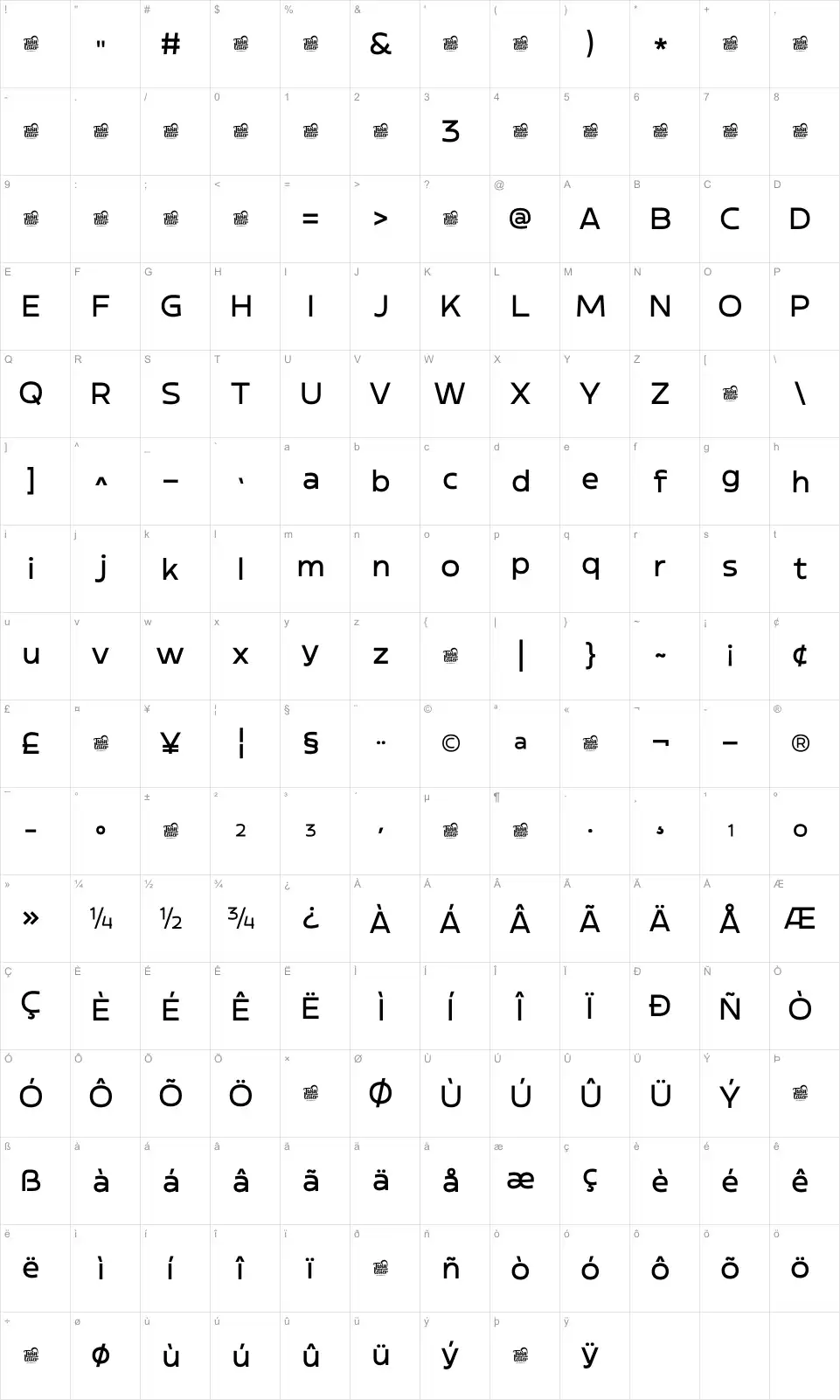 Elegtro Volt Map Elegtro Voltfont character map