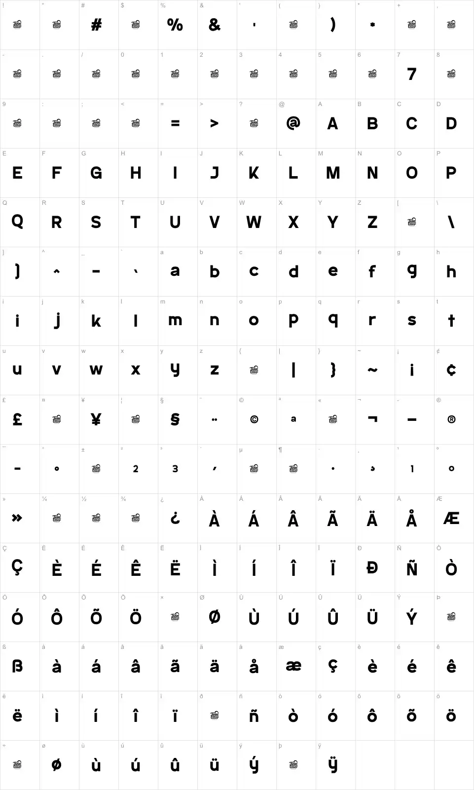 Emasland Map Emaslandfont character map