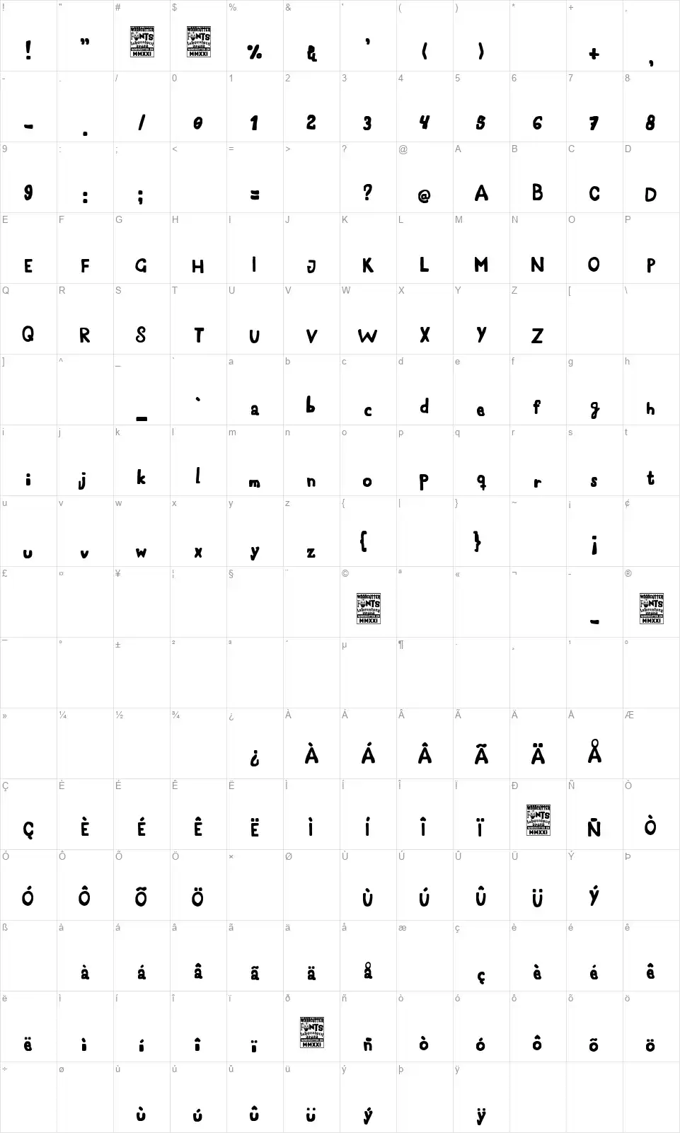 En El Punto De Partidafont character map