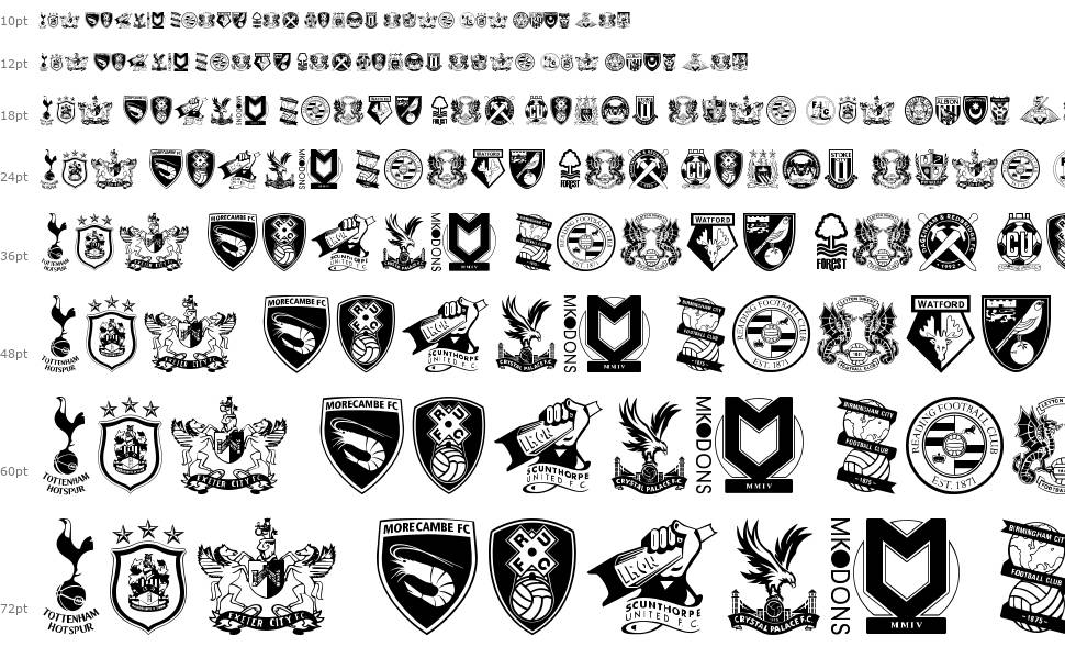 English Football Club Badges フォント Waterfall