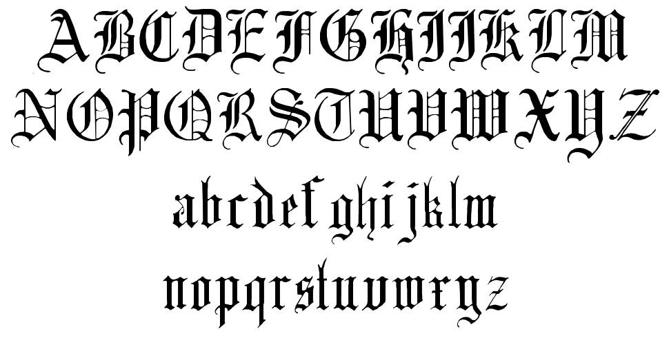English Gothic, 17th c. 字形