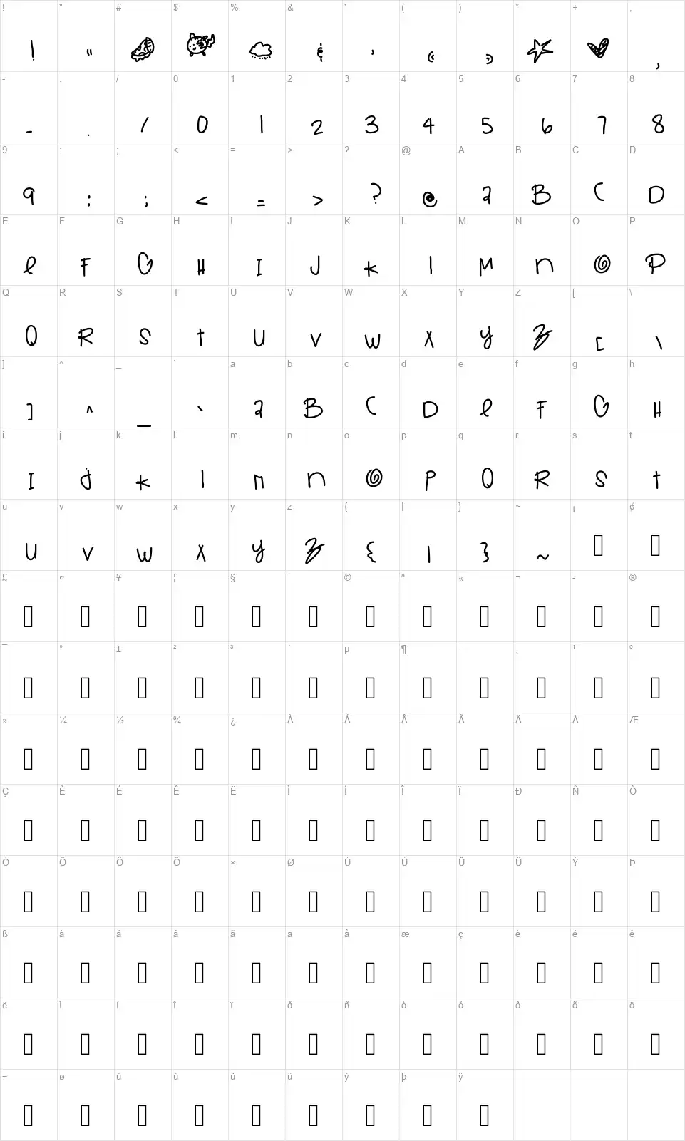 Entertainment Weeklyfont character map