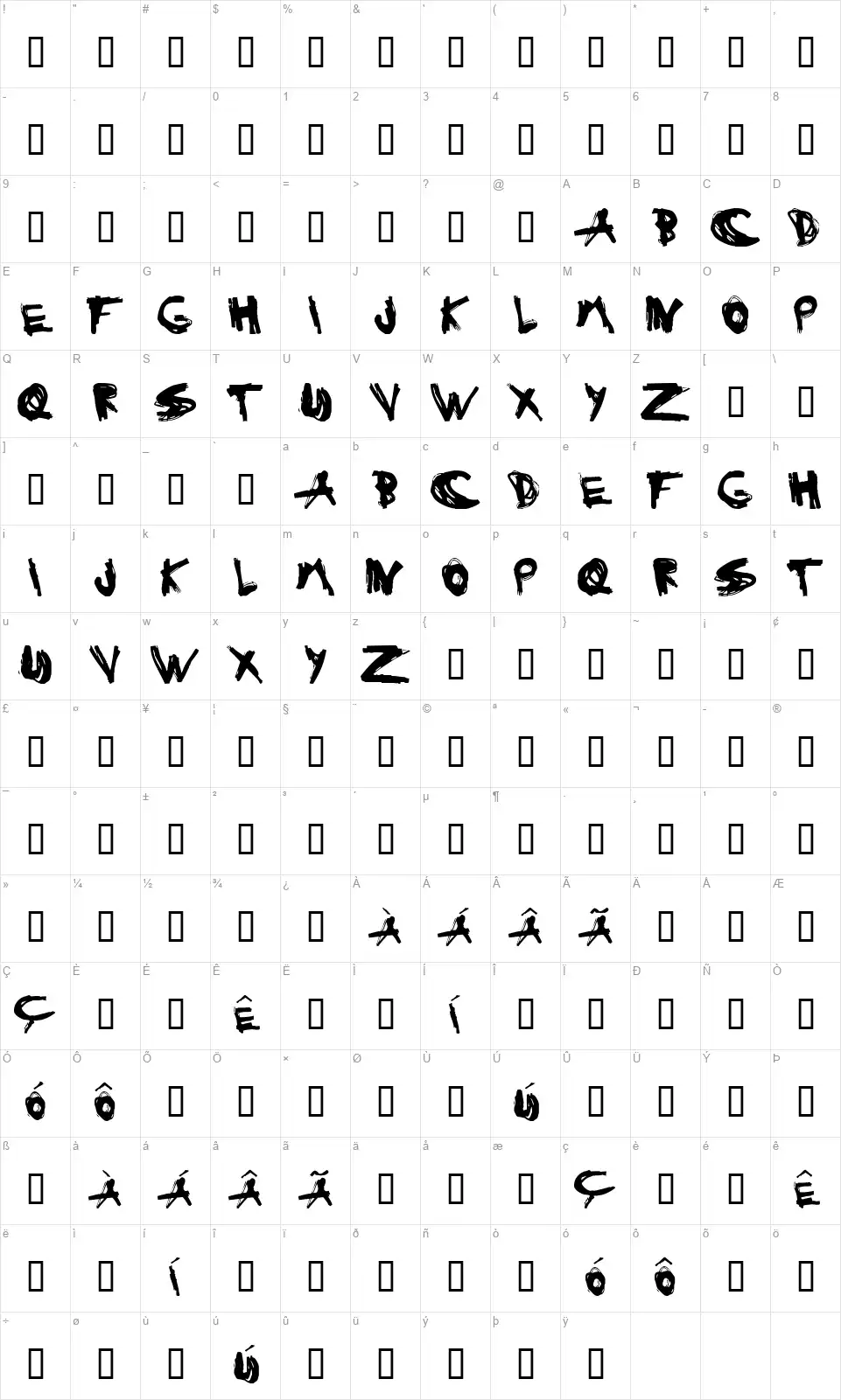 Estuquefont character map