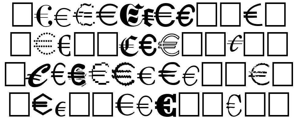 Euro Collection písmo Exempláře