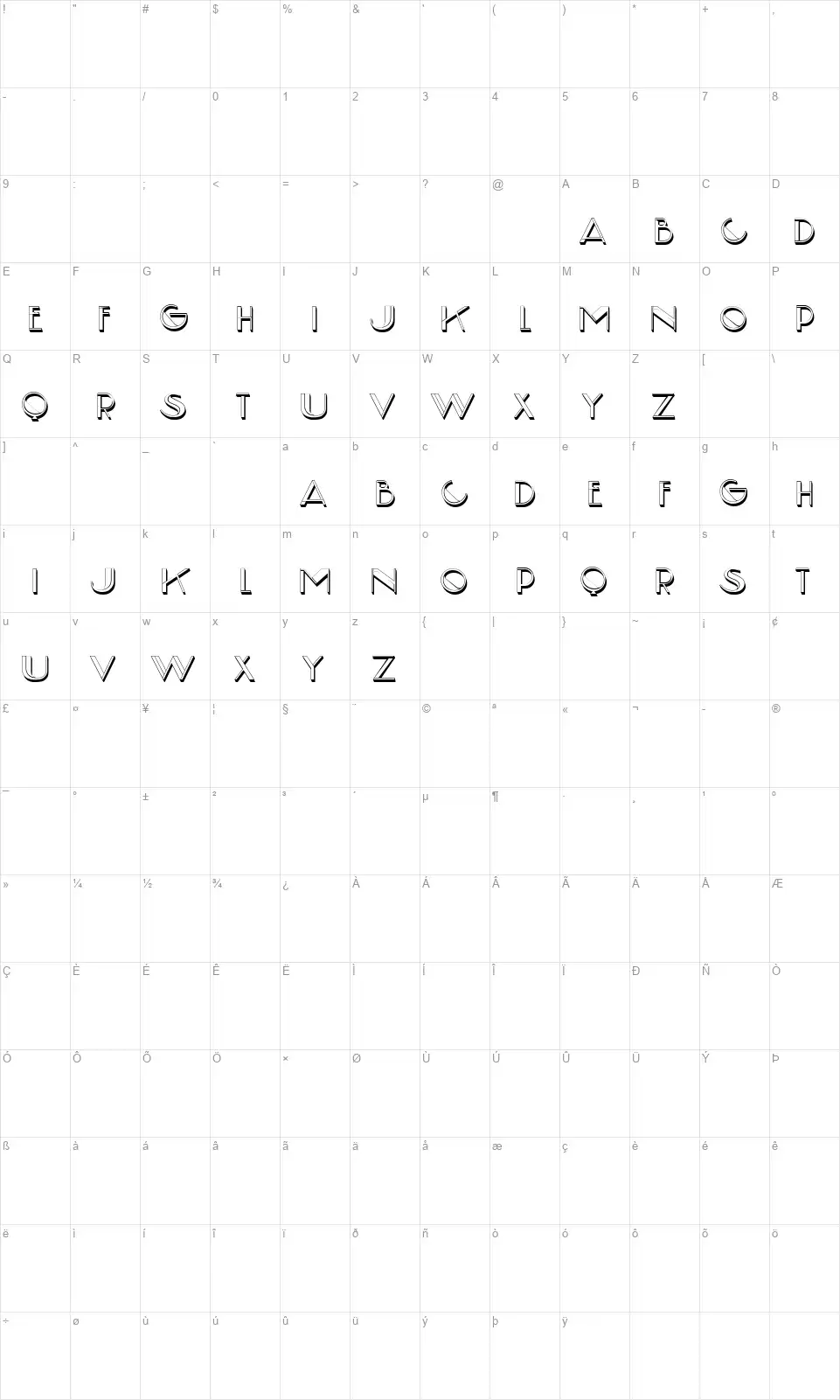 Europafont character map