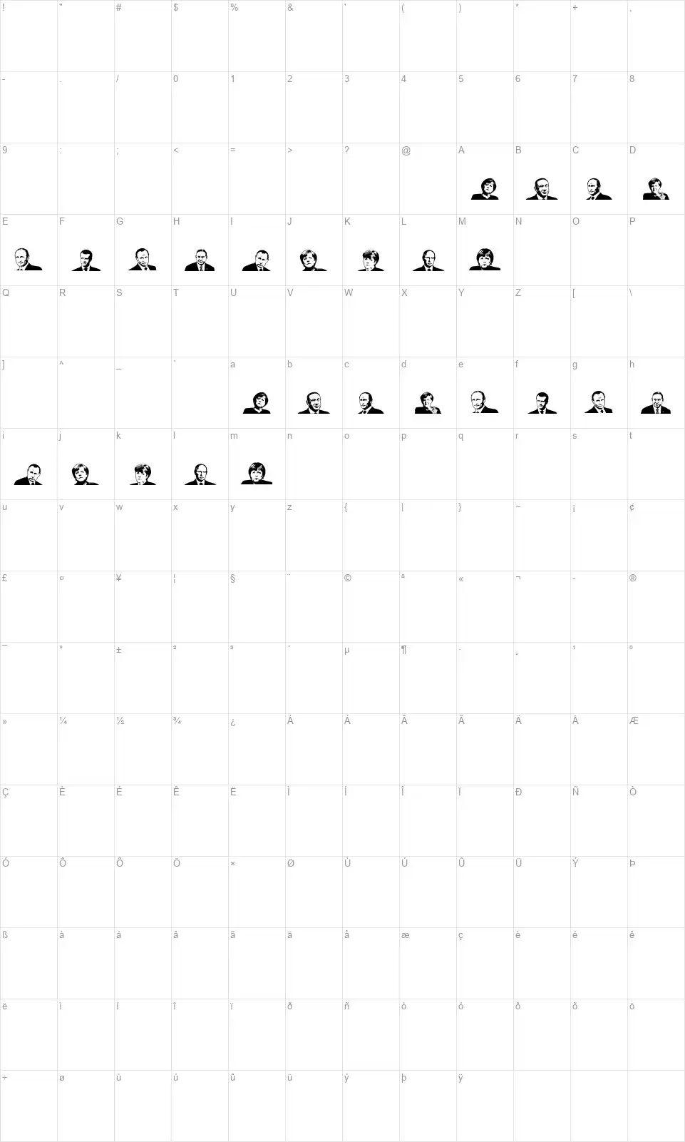 European Leadersfont character map