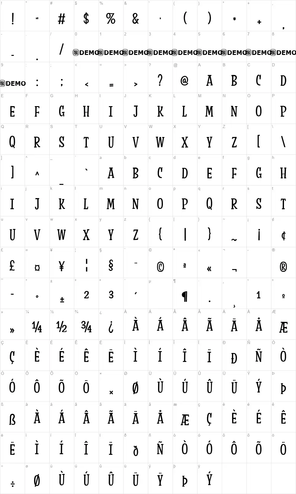 Factory Heroesfont character map