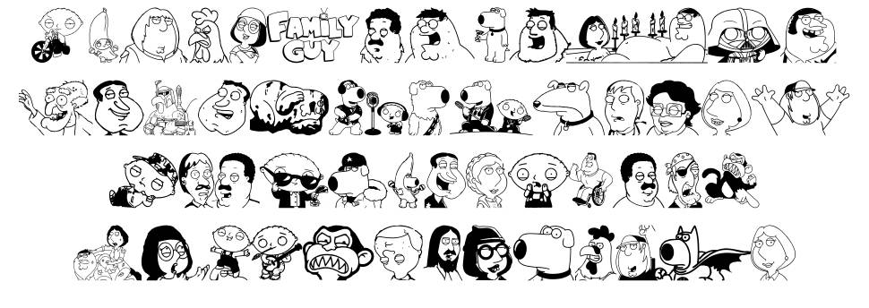 Family Guy Giggity font specimens