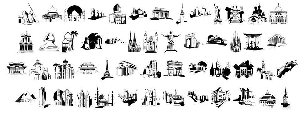 Famous Buildings font specimens