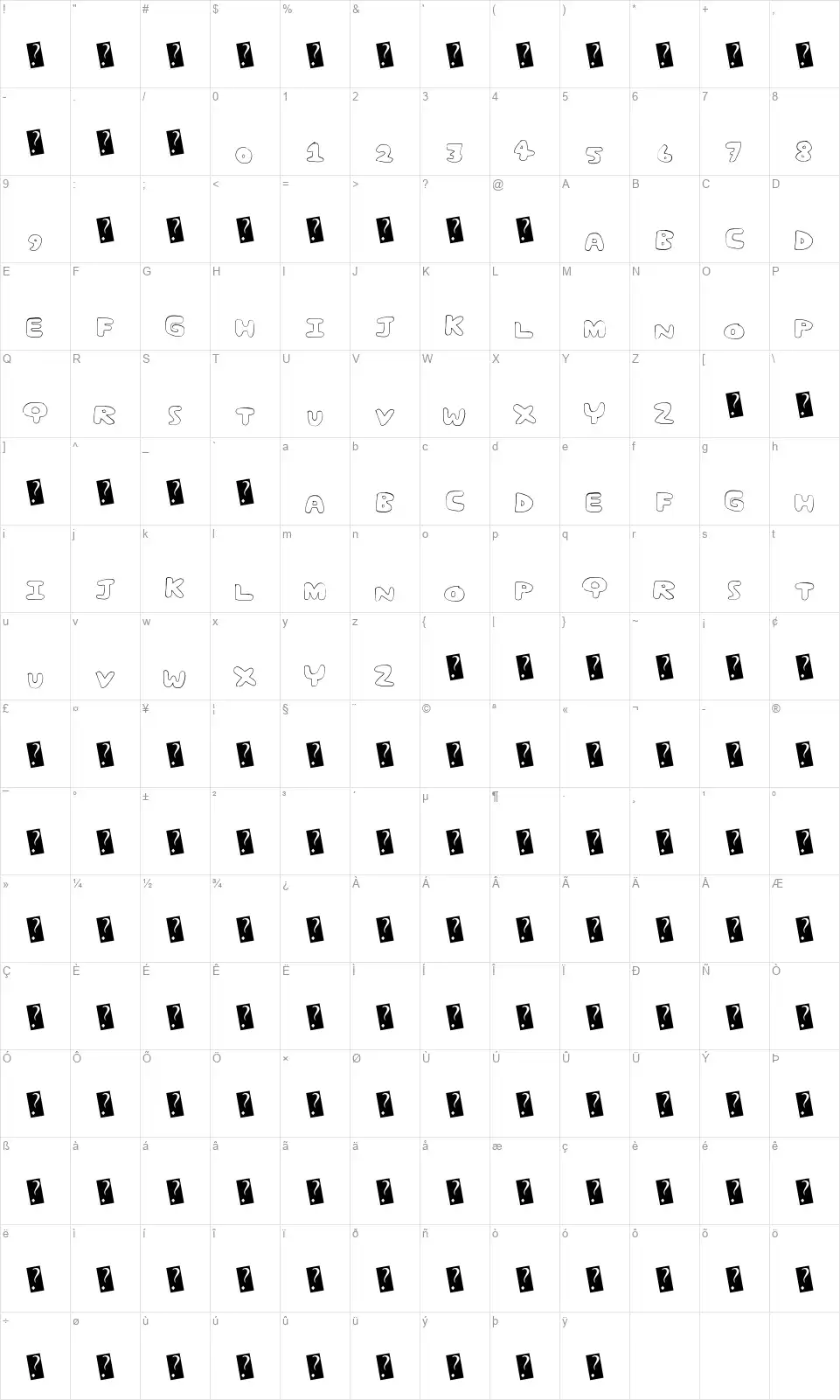 FanComfont character map