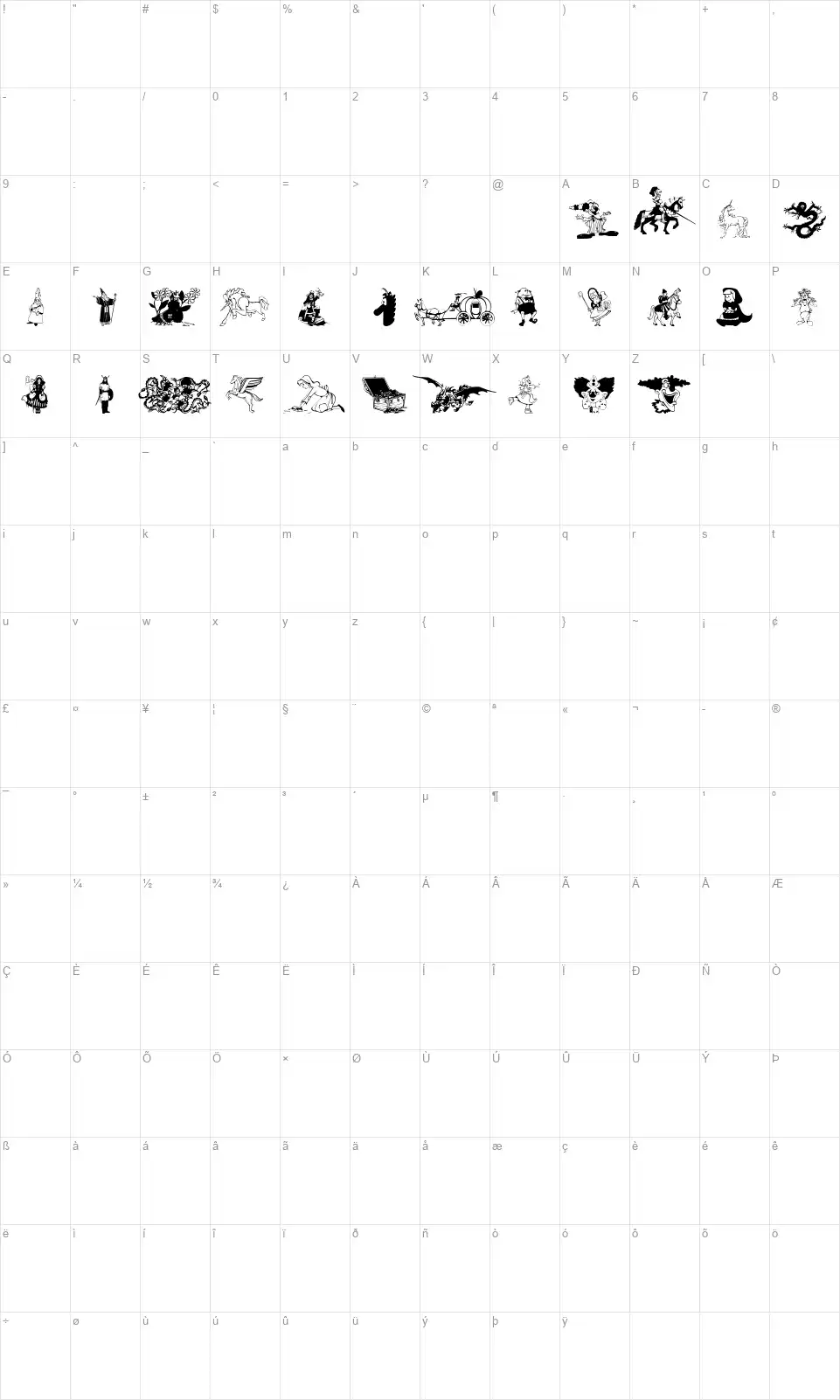Fantasy CSPfont character map