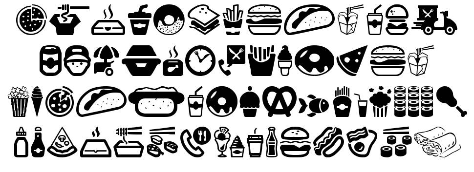Fast Food Icons fonte Espécimes