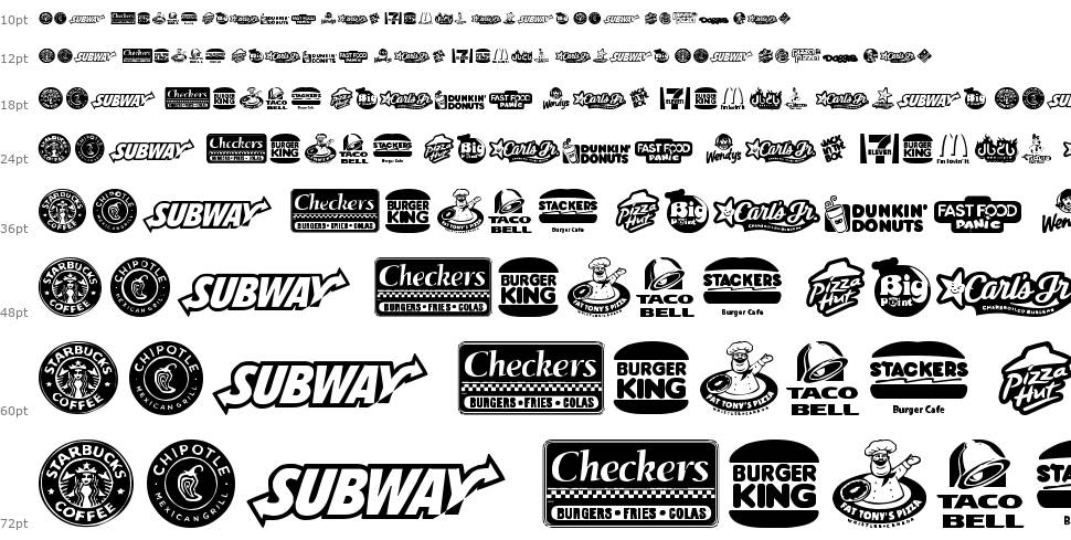 Fast Food logos schriftart Wasserfall