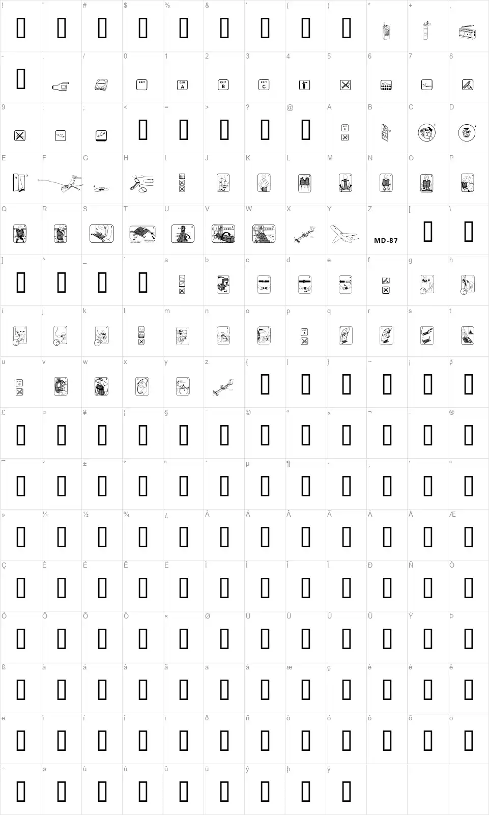 Fasten Your Seat Beltfont character map