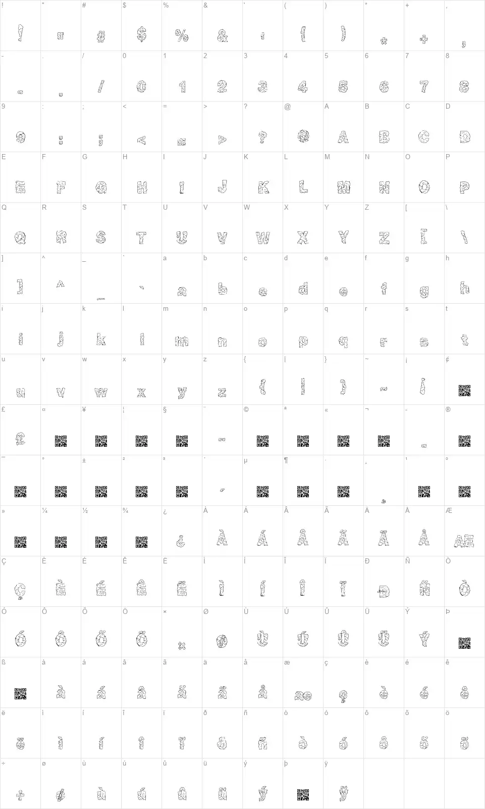 Fentanylfont character map