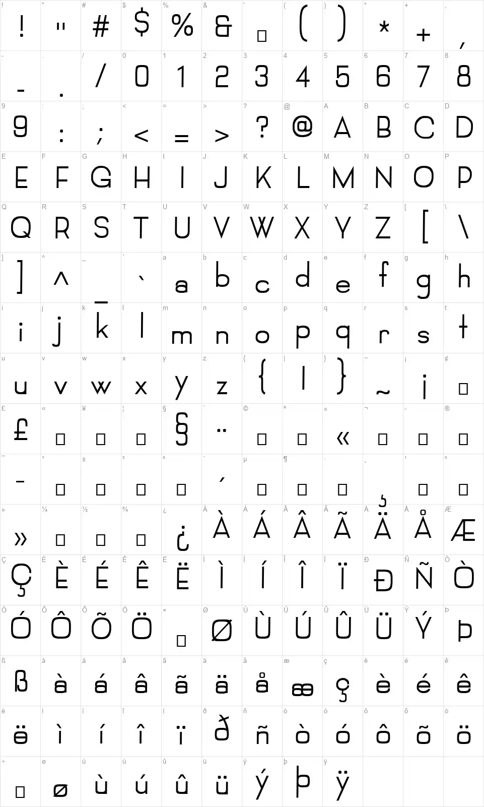 Filipifont character map