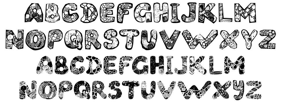 Filled ABC font specimens