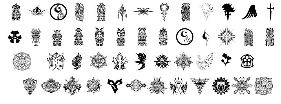 Final Fantasy Symbols шрифт Спецификация