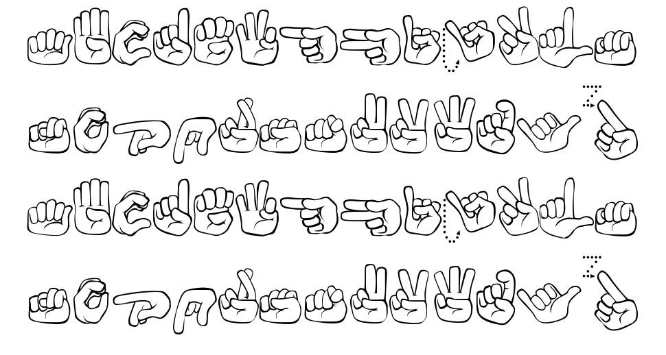 Fingerspelling písmo Exempláře