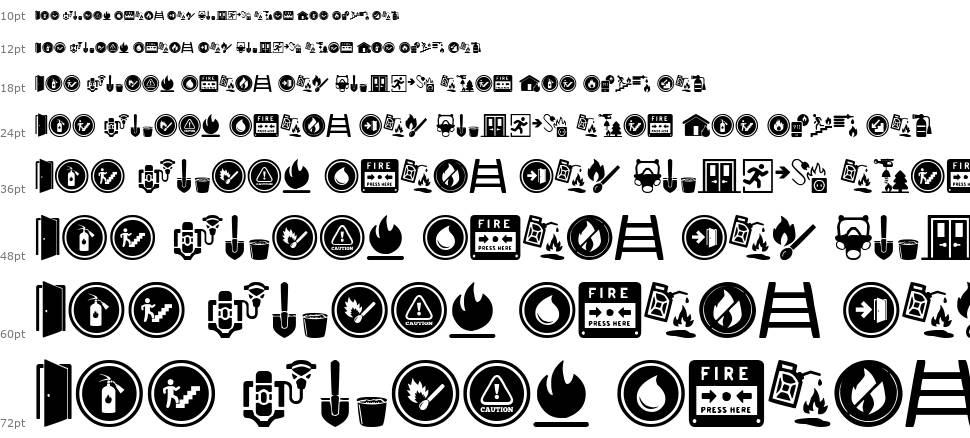 Fire Safety Icons czcionka Wodospad