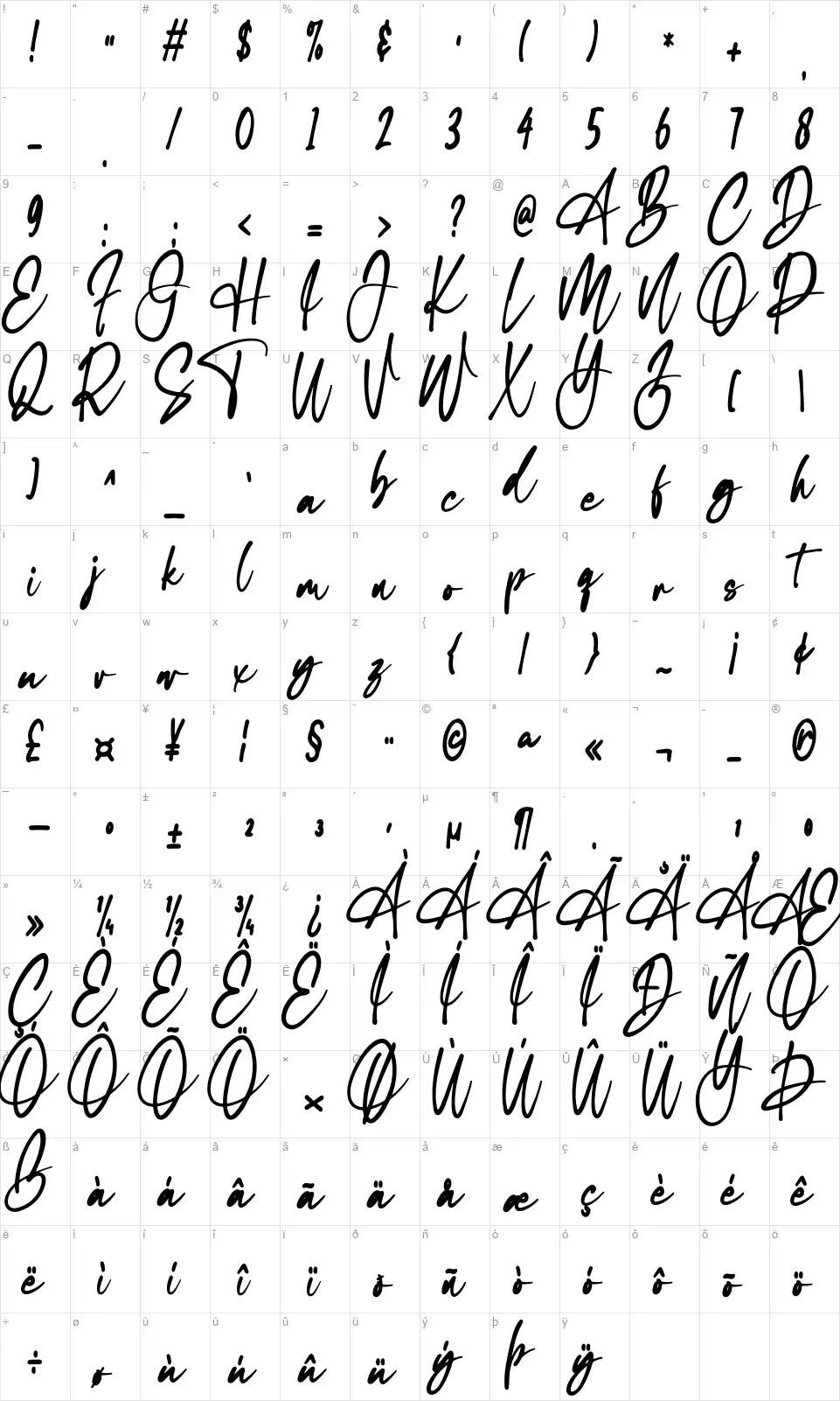 First Linefont character map