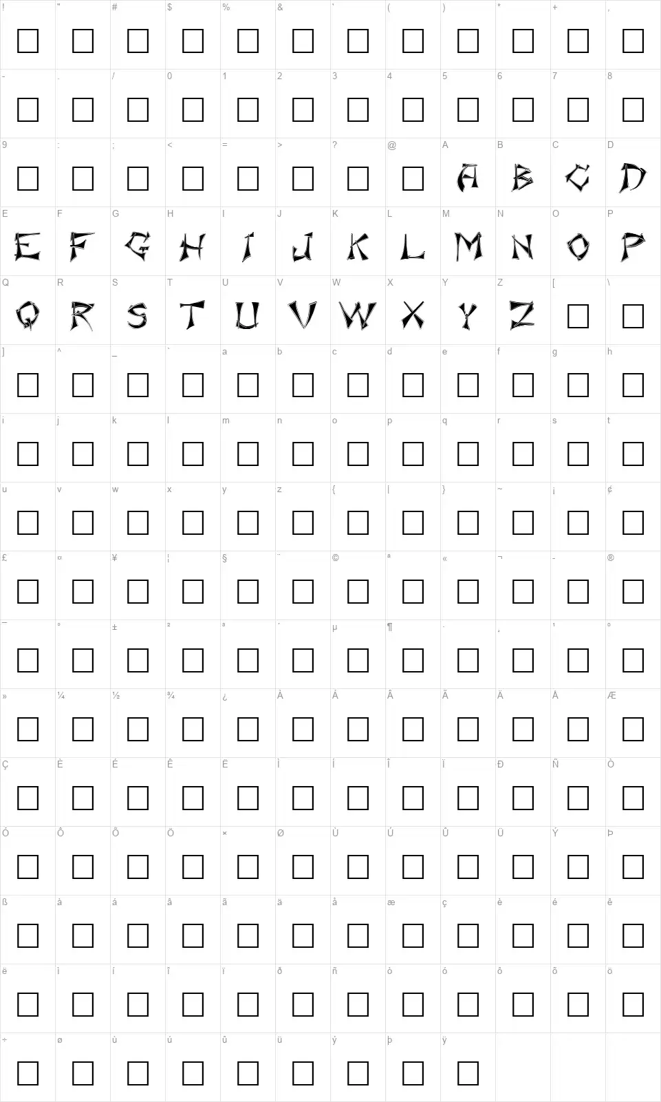 Floralisfont character map