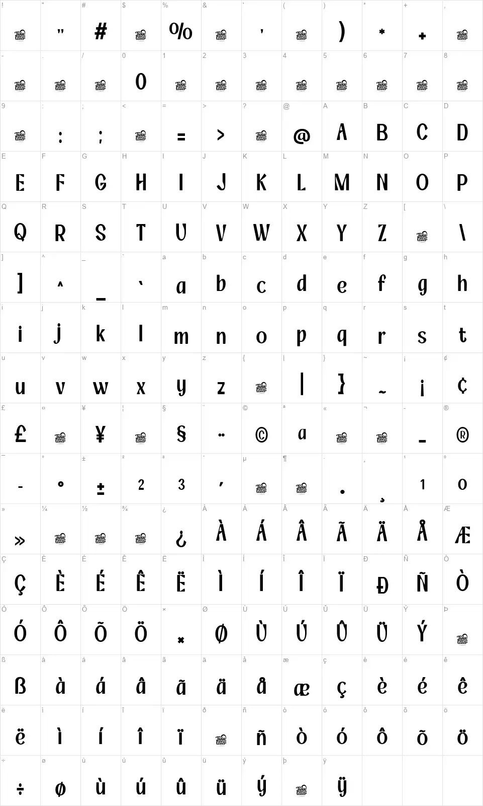 Floser Masqulfont character map