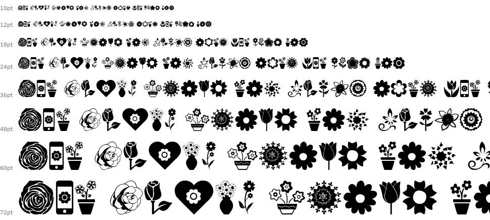 Flower Icons písmo Vodopád