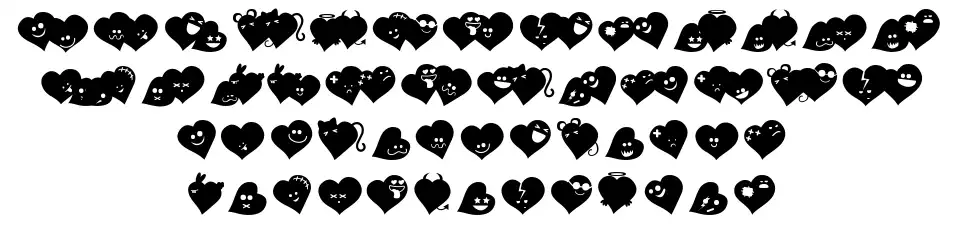 Fluffy Hearts Dingfont specimens