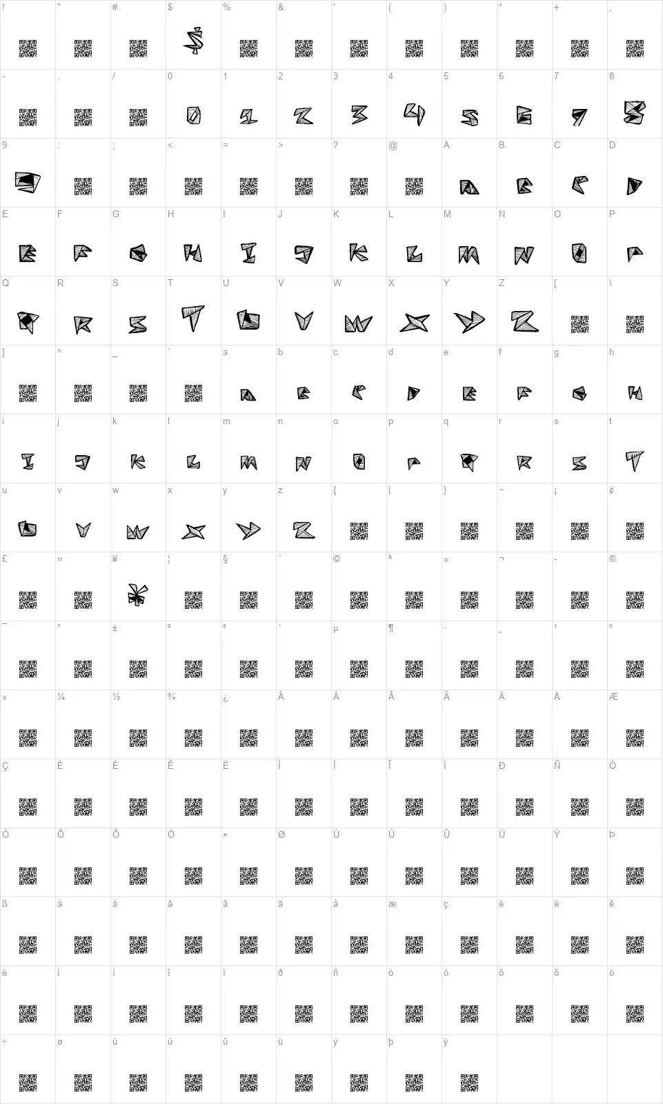 Fold Linefont character map