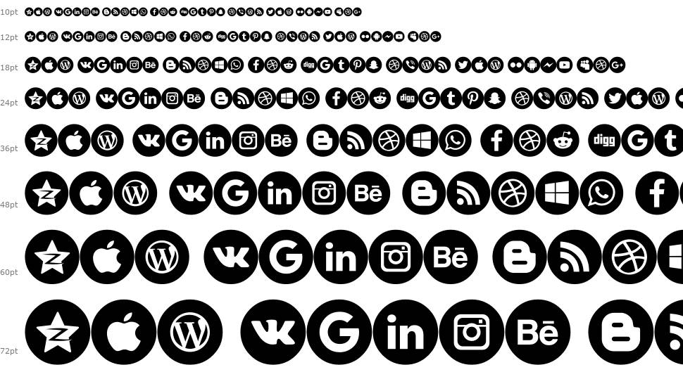 Font 100 Icons フォント Waterfall