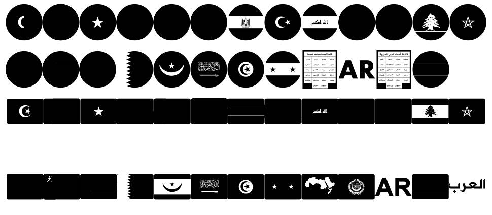 Font Arabic Flags font specimens