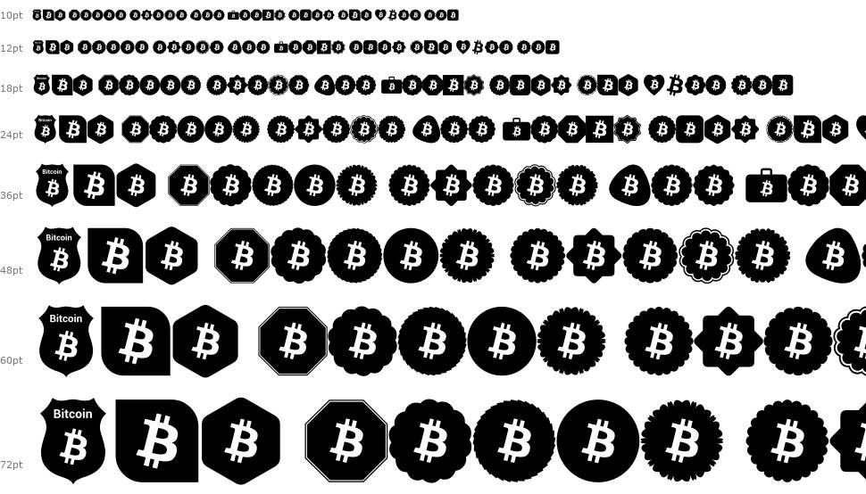 Font Bitcoin Color carattere Cascata