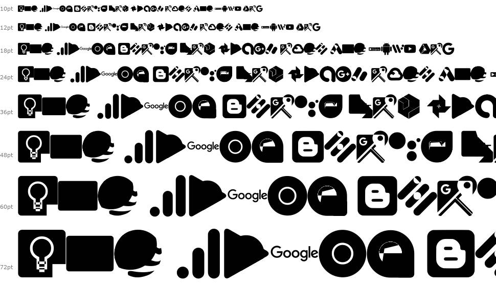 Font Google Color carattere Cascata