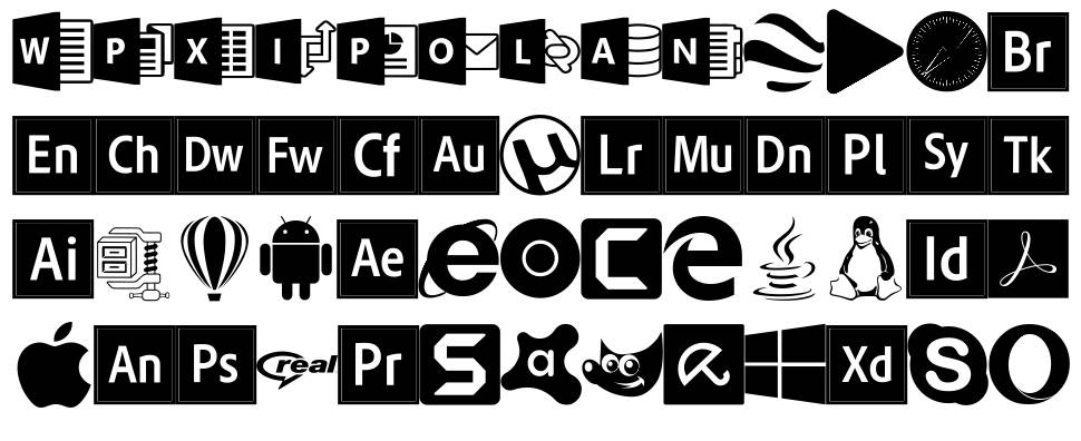 Font Logos Programs písmo Exempláře