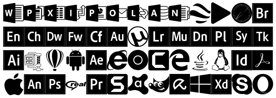 Font Logos Programs písmo Exempláře