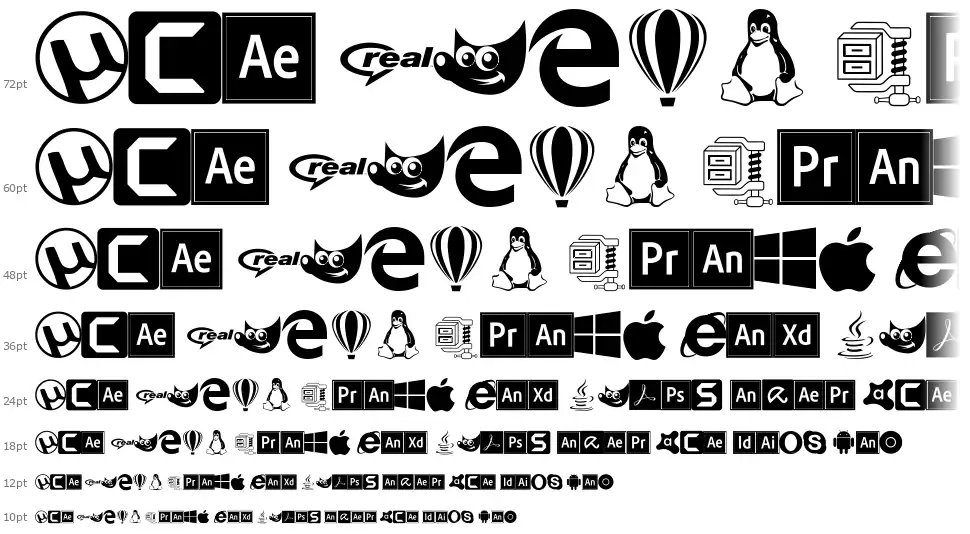 Font Logos Programs písmo Vodopád