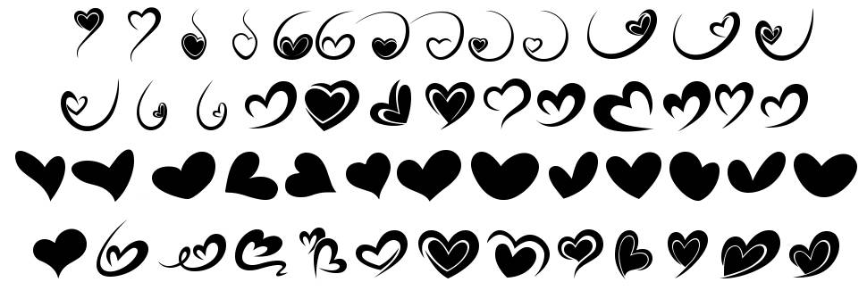 Fotograami Hearts font specimens